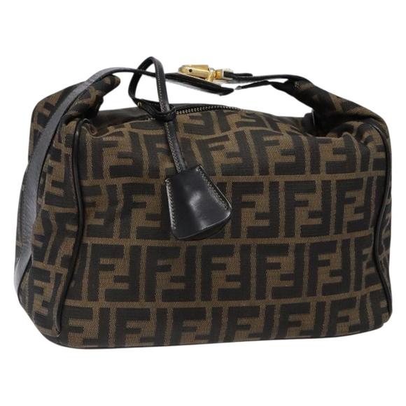 FENDI Zucca Canvas Hand Bag Black Brown Auth 132705 - Picture 1 of 16